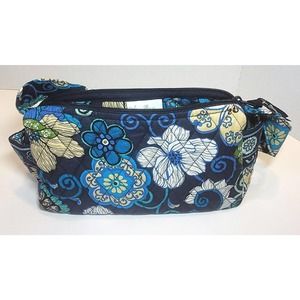 Vera Bradley MOD FLORAL BLUE Zip Purse Shoulder Bag Baguette Side Pockets